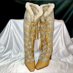 Vintage Y2K Manolo Blahnik Lace-Up Boots